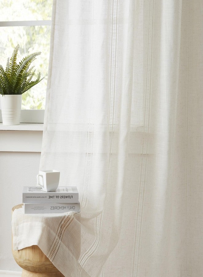 Kayne Studio Natural Boho Semi Sheer Pinch Pleated Curtains,Light Filtering Farmhouse Window Curtains for Living Room,84 inches Pinch Pleat Drapes with 18 Hooks 36"Wx84"L,Linen Blended,2 Panels,Beige - Image 1